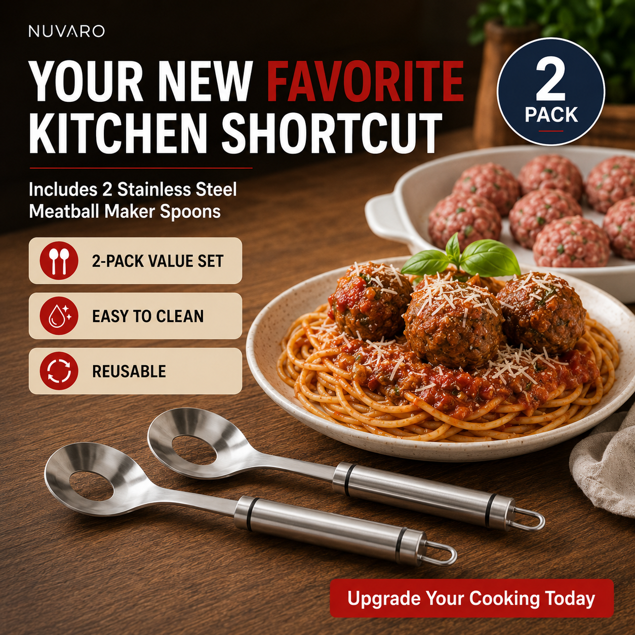đ„đ 2-Pack Stainless Steel Meatball Maker Spoon â Make Perfect Meatballs Without Messy Hands