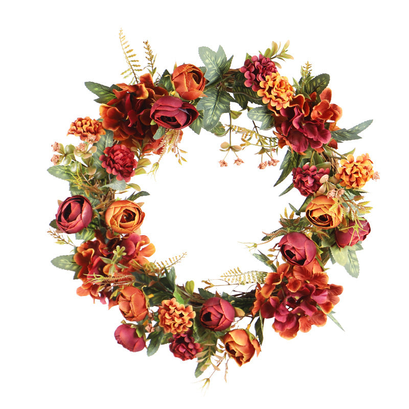 Spring Rose Ranunculus Hydrangea Wreath