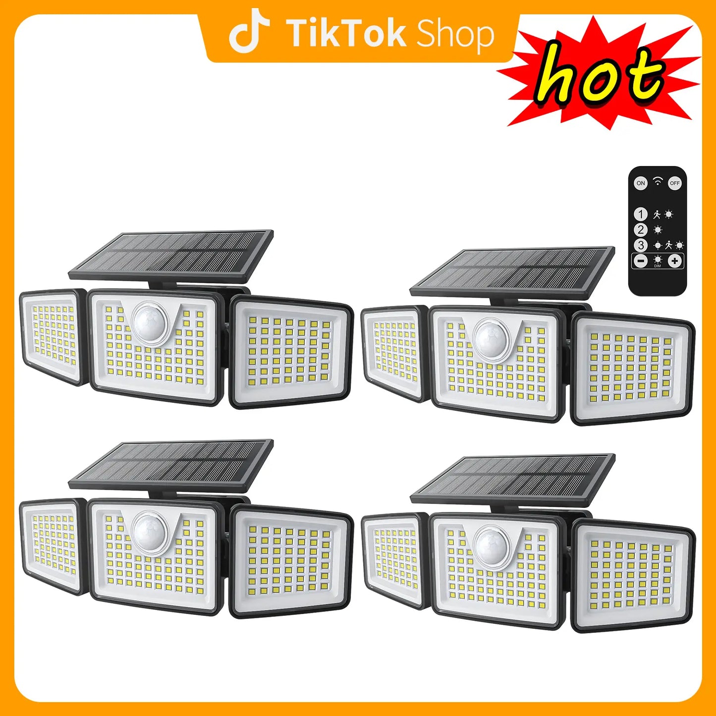 Daphino Solar Outdoor Security Spotlights, 2500LM 3-Head Dimmable Adjustable Wall Mount Lights with 3 Modes, IP65 Waterproof, 2 Years Warranty, for Garage, Festival Gift