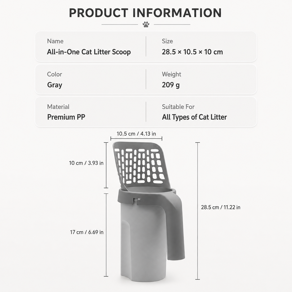 Large-Capacity Cat Litter Scoop with Integrated Trash Can