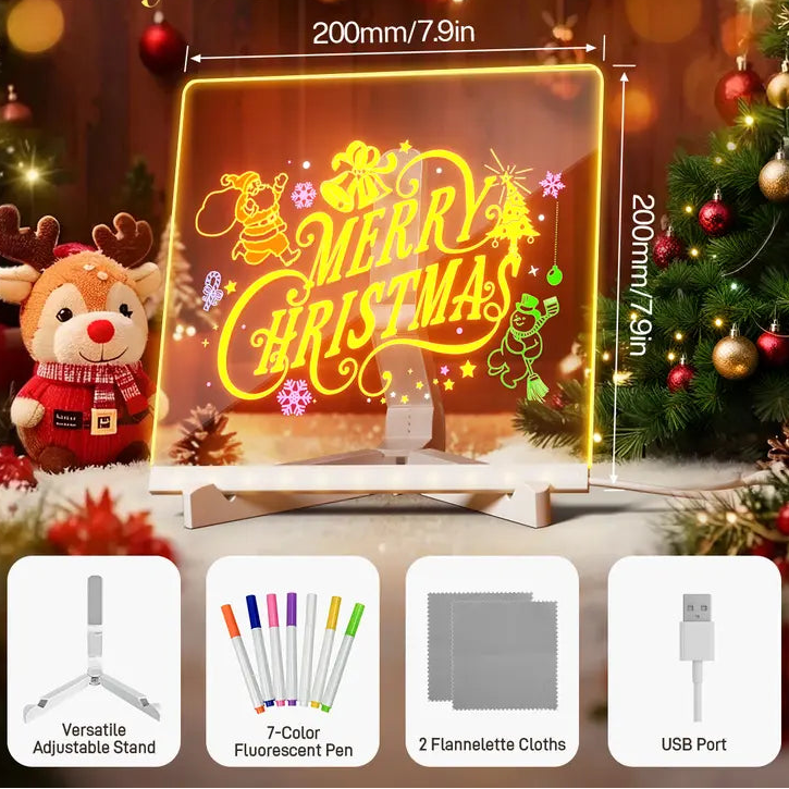 LED Drawing Board for Kids - Reusable Light Message Board, Gift for Halloween, Thanksgiving & Christmas