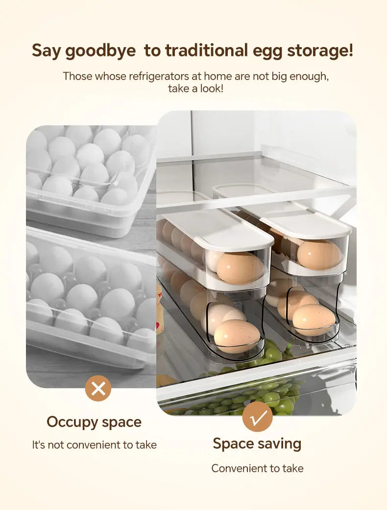 Automatic Rolling Egg Holder Refrigerator Organizer