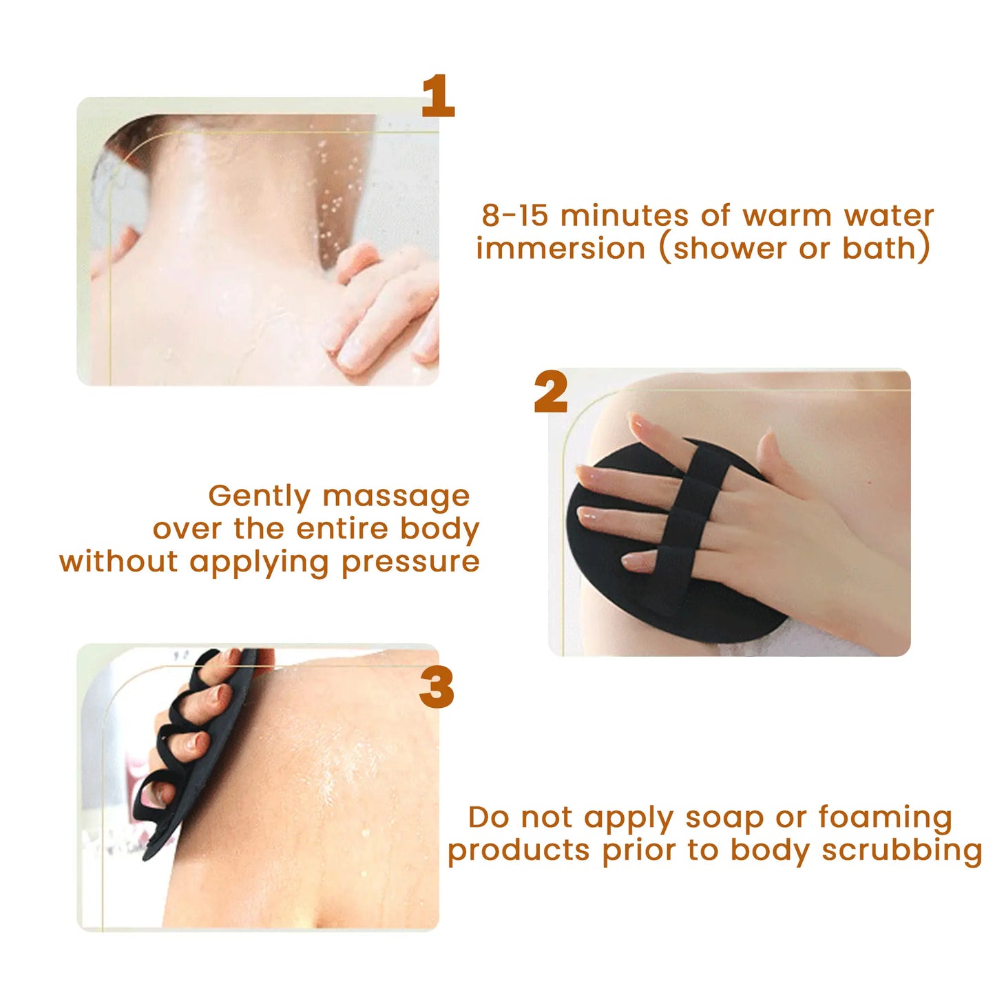 Soft Rubber Shower Scrubber - Gentle Exfoliating Bath Brush