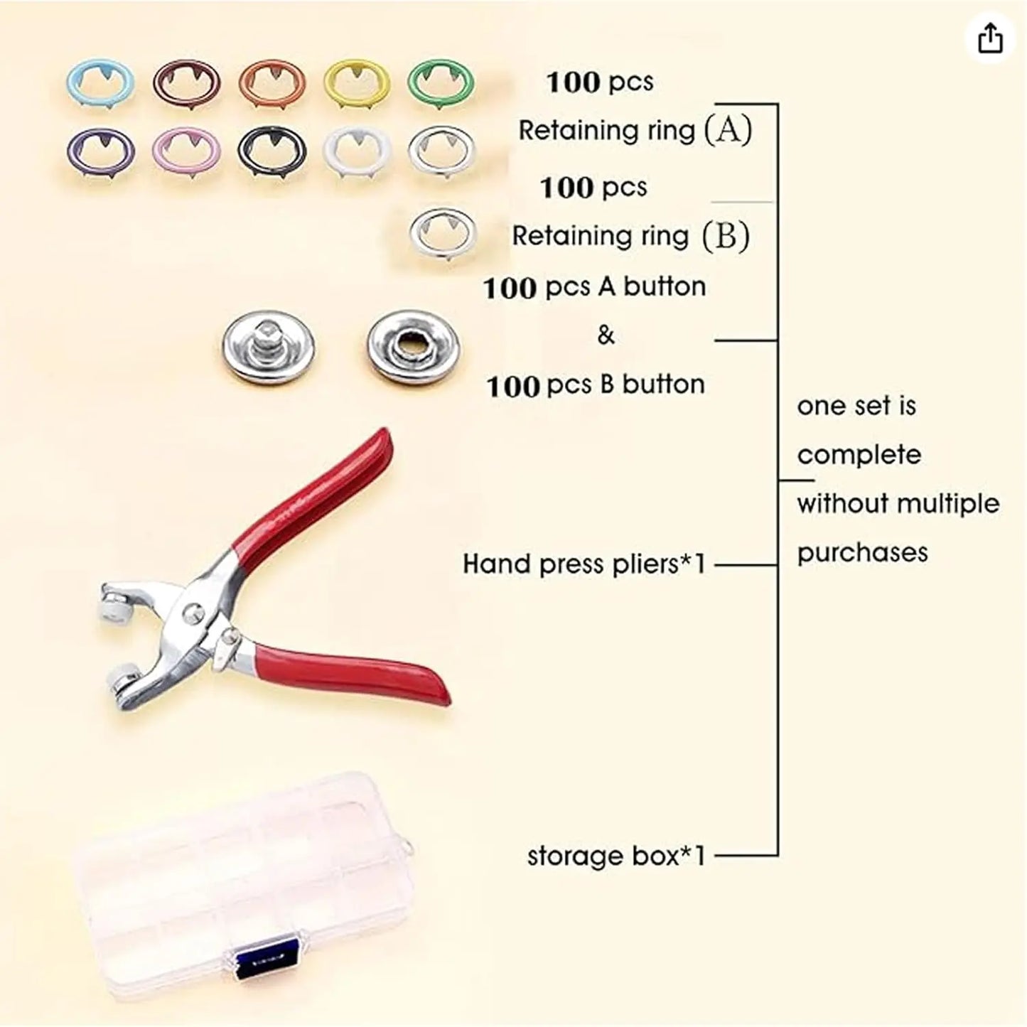 BOGO+ Including 200pcs Invisible Colored Metal Buckle & 1 Count Manual Pressure Pliers