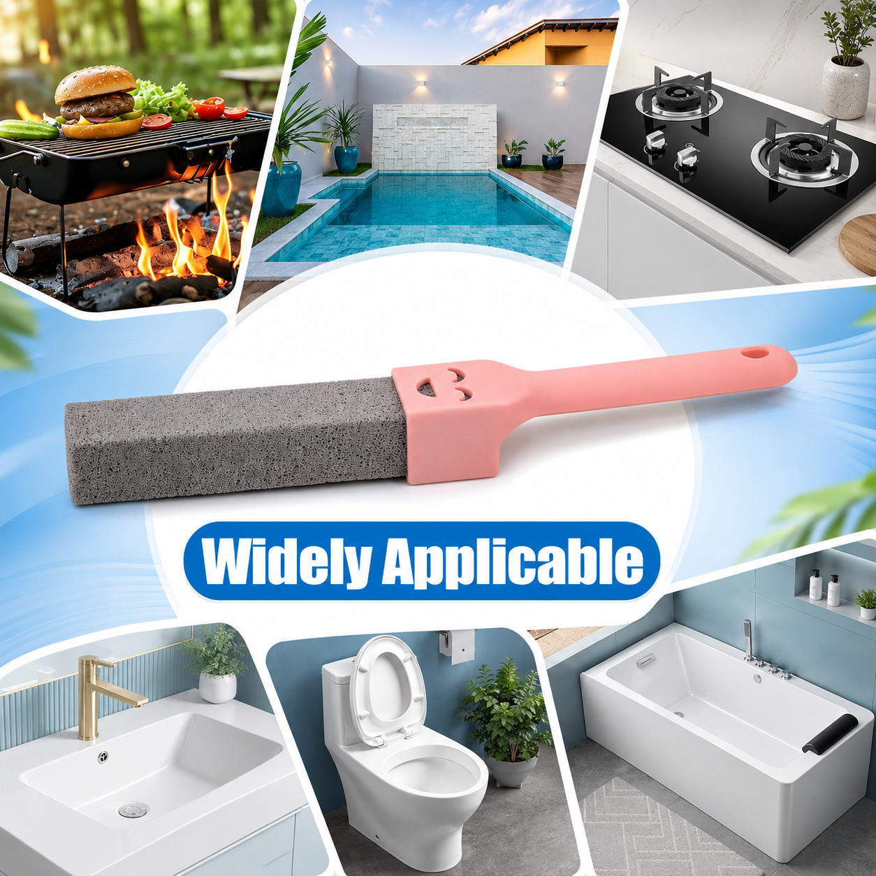 8 Pack Pumice Stone Toilet Cleaner - Extra Long Handle