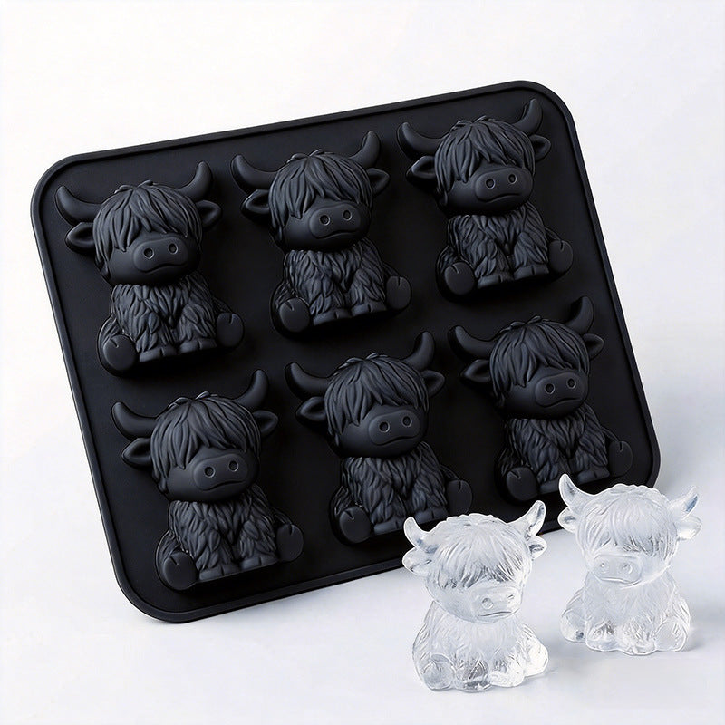 Mini Highland Cow 3D Ice Cube Mold for Drinks & Parties