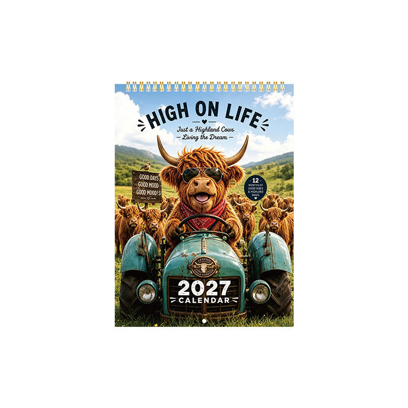🔥2027 Funny Highland Cow Wall Calendar | A4 Hanging Calendar