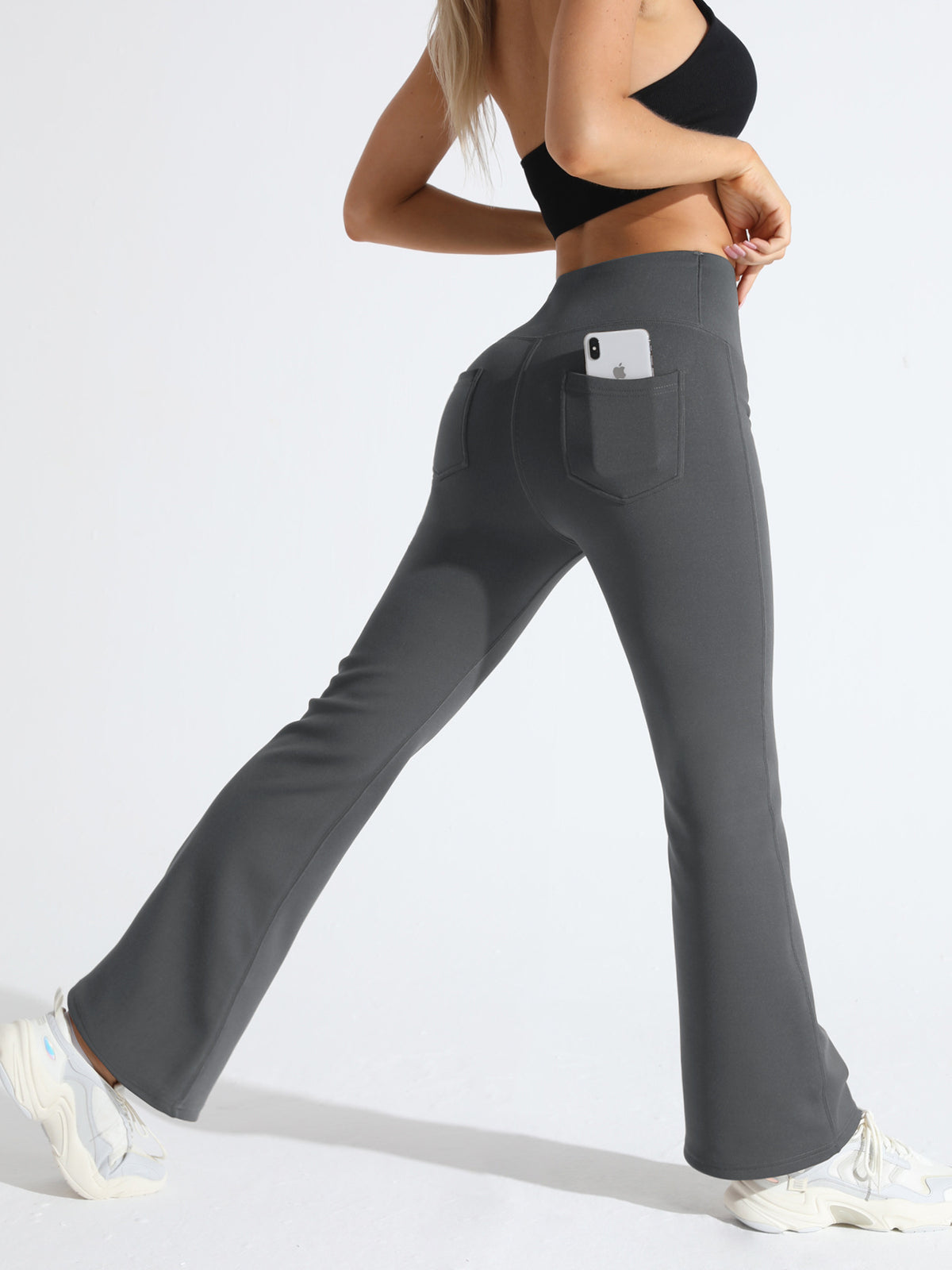 Women’s Fleece Lined Flare Leggings with Pockets