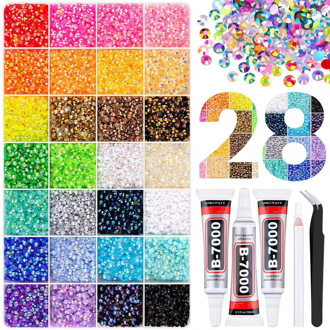3mm Glitter Rhinestone Multi Pack Kit for Nail Art & DIY Crafts