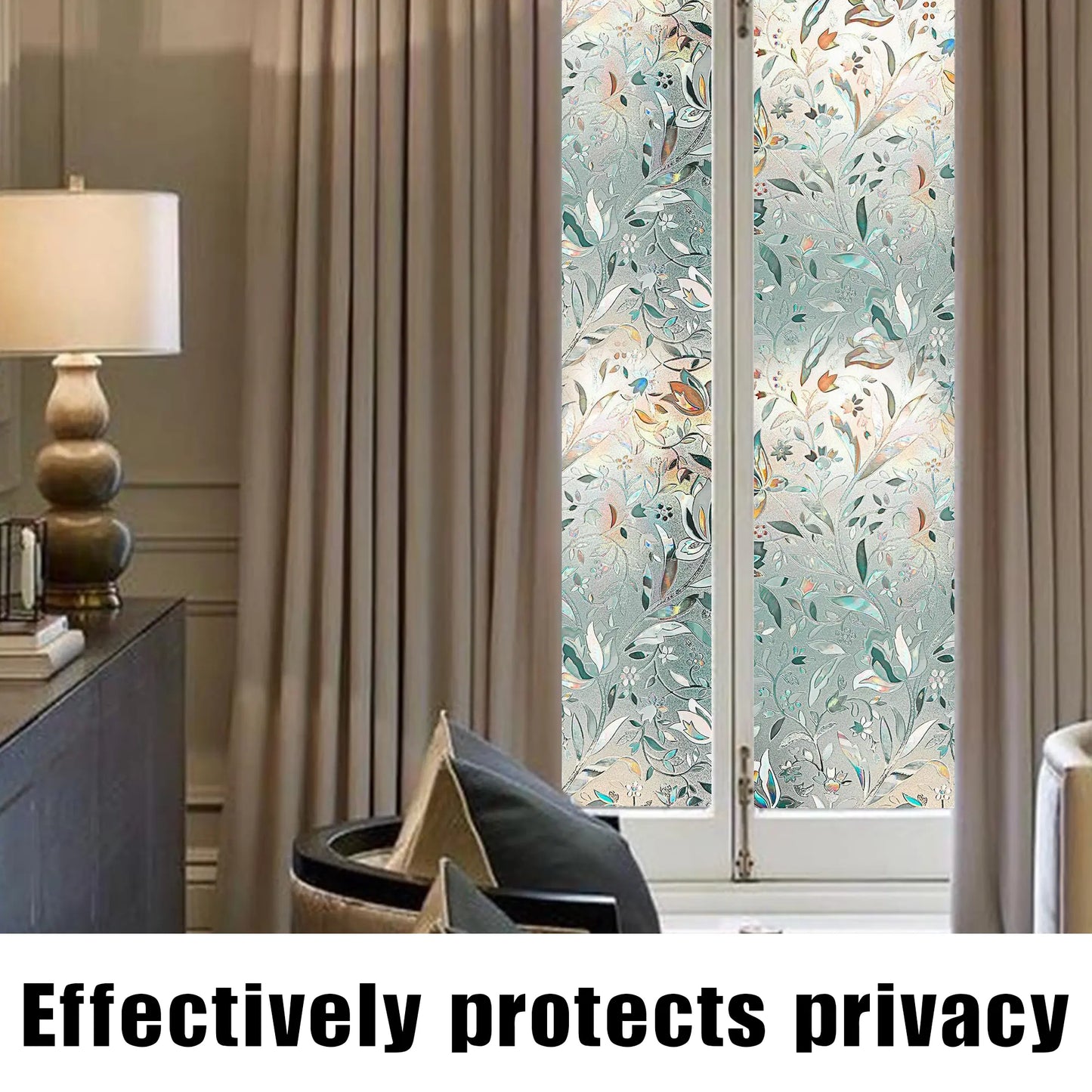 Window Privacy Film, Static Cling Removable Window Tint, Sun and UV Blocker for Glass Doors, Reflective Mirror Privacy Film