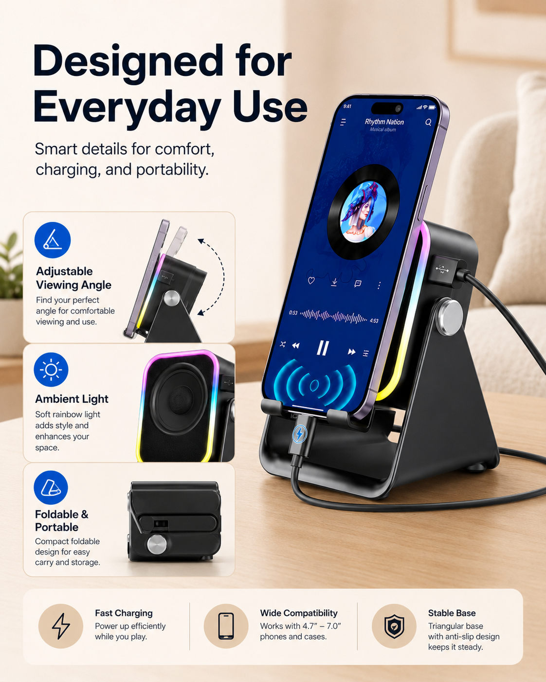 Wireless Induction Audio Speaker Stand