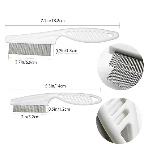 2 Pack Pet Grooming Comb Set for Small Dogs and Cats Flea and Lice Removal