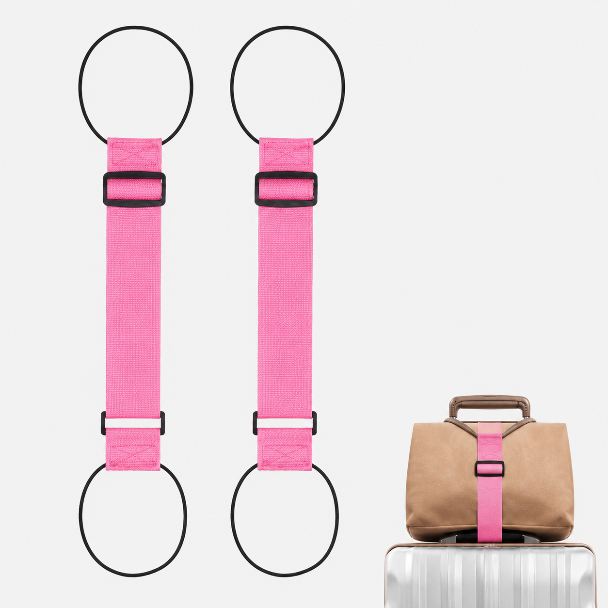 2-Pack Adjustable Rainbow Luggage Connector Straps