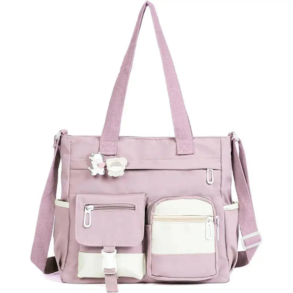 👜 Multi‑Pocket Canvas Tote Bag - Crossbody Shoulder Bag for School Work Travel
