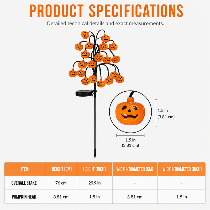 Waterproof Halloween Pumpkin Solar Branch String Lights