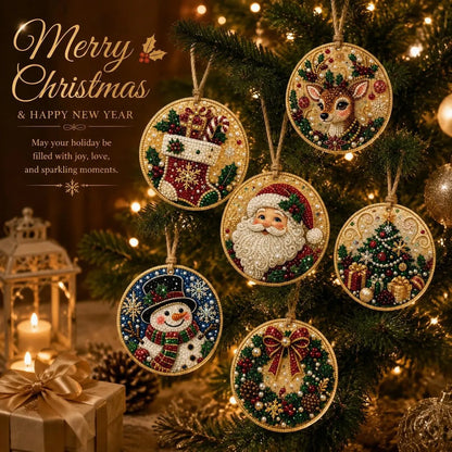 🎄🦌 6-Pack Christmas Diamond Painting Ornament Kit | Make Beautiful Hand‑Made Decorations🎁