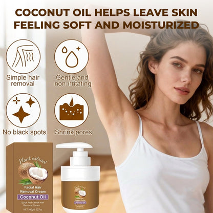 Gentle Coconut Oil Facial Hair Removal Cream for Smooth Skin