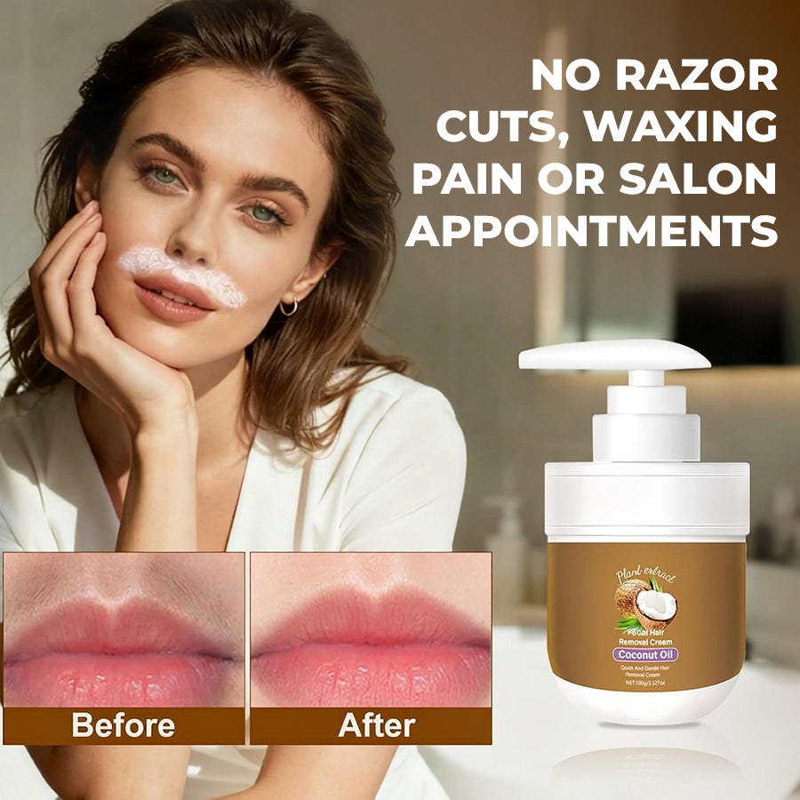 Gentle Coconut Oil Facial Hair Removal Cream for Smooth Skin
