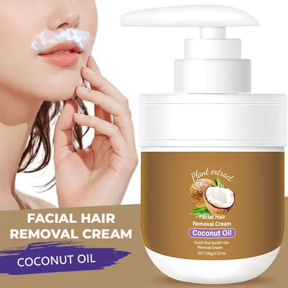 Gentle Coconut Oil Facial Hair Removal Cream for Smooth Skin
