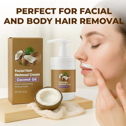Gentle Coconut Oil Facial Hair Removal Cream for Smooth Skin