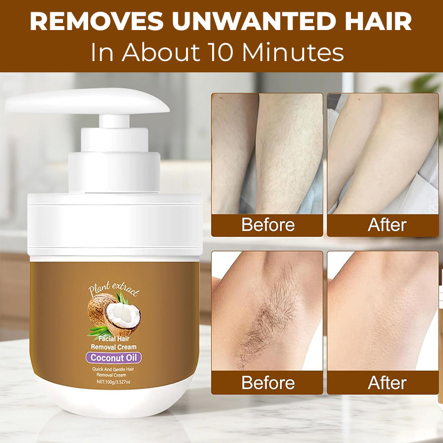 Gentle Coconut Oil Facial Hair Removal Cream for Smooth Skin