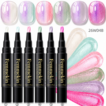 5 in 1 Aurora Gel Nail Polish Pen with Base Color and Top Coat