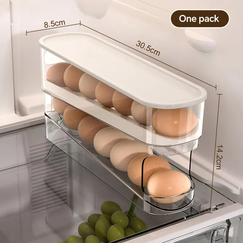 Automatic Rolling Egg Holder Refrigerator Organizer