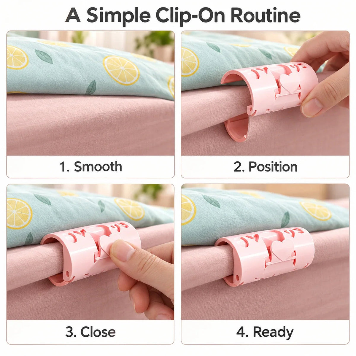 10 PCS Adjustable Bed Sheet Clips — Heart-Lock Grippers to Help Keep Sheets in Place