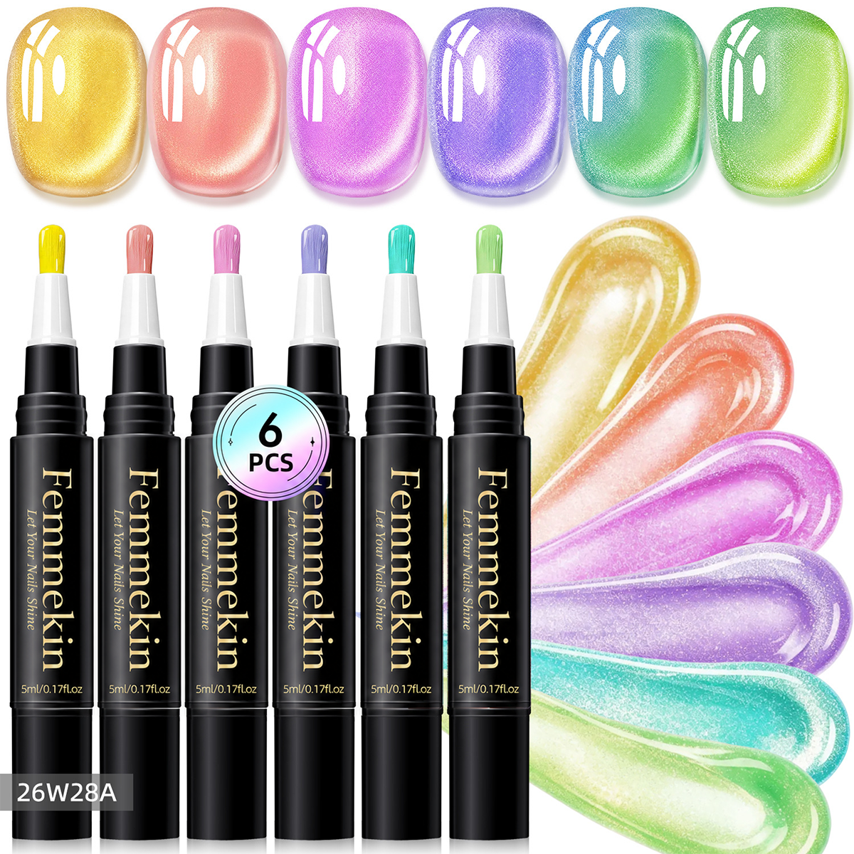 5 in 1 Aurora Gel Nail Polish Pen with Base Color and Top Coat