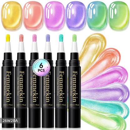 5 in 1 Aurora Gel Nail Polish Pen with Base Color and Top Coat