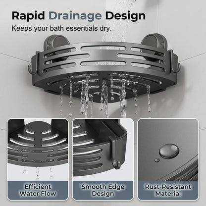 Triangle Suction Cup Shower Caddy ✨No Drill Wall Mount Bathroom Corner Storage Basket