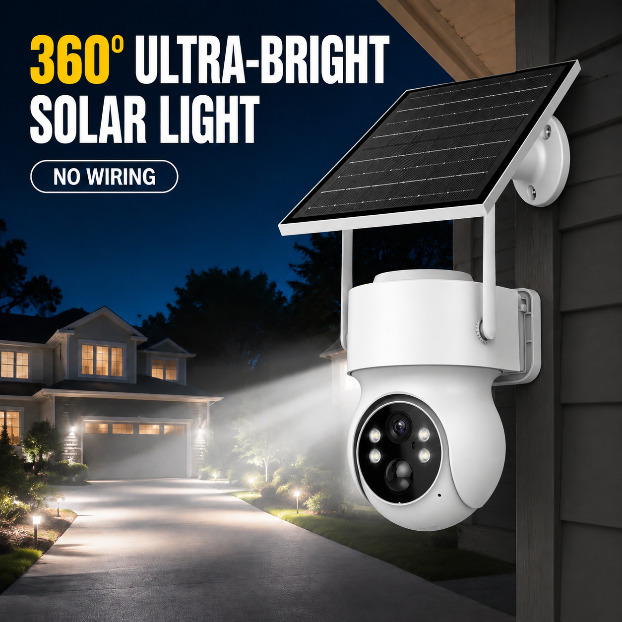 ⏰Smart AI Detection - Solar-Powered Simulated Surveillance Camera Street Light