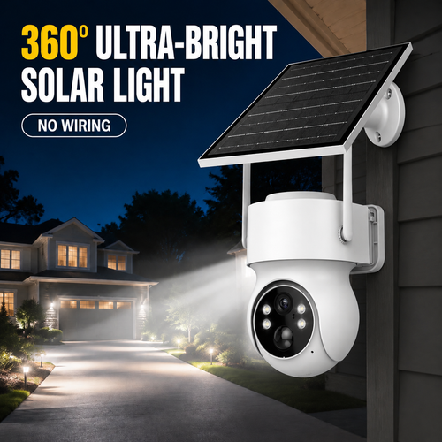⏰Smart AI Detection - Solar-Powered Simulated Surveillance Camera Street Light