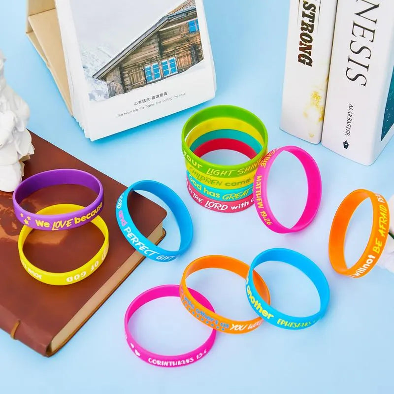 ✝️ 30PCS Bible Verse Bracelets – Christian Faith Wristbands for Church Events, Youth Groups & Sunday School Rewards