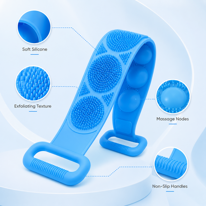 Double Sided Silicone Back Scrubber with Long Handles