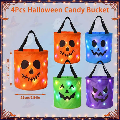 LED Halloween Pumpkin Light Candy Buckets