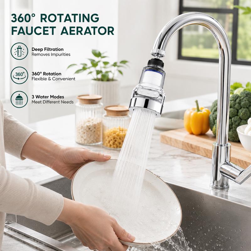360° Rotating Faucet Filter Extender with 3 Water Modes