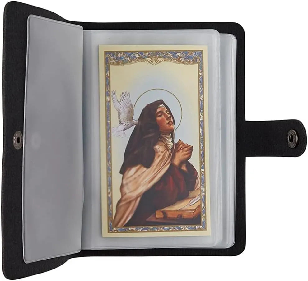 ✝️ Catholic Holy Card Holder – Pocket Prayer Card Organizer with Snap Closure
