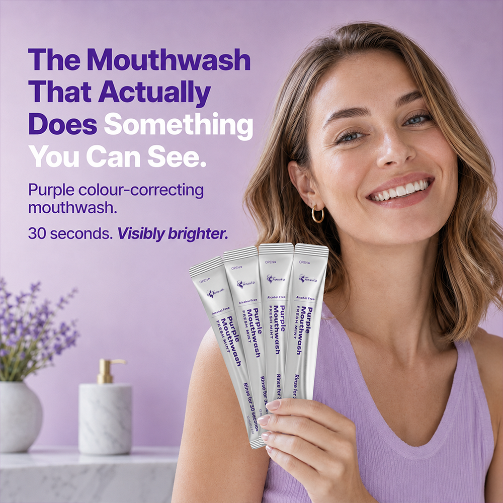 Purple Mint Mouthwash Sachets Alcohol Free Travel Fresh Breath Rinse 20 Pack