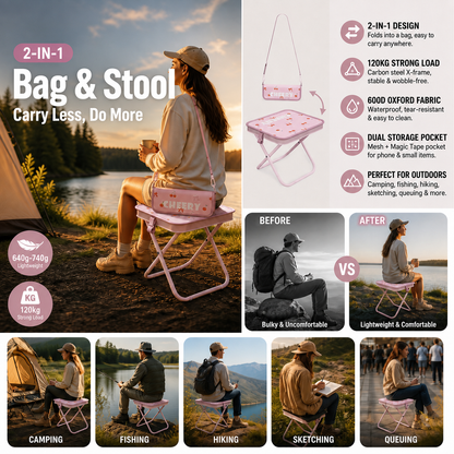2 in 1 Portable Folding Outdoor Chair & Carry Bag