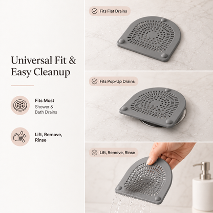 Flexible Silicone Shower Drain Hair Catcher with Suction Cups