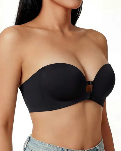 Front Closure Strapless Wireless Support Bra
