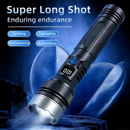 2-in-1 Rechargeable Flashlight & Power Bank (Zoomable, Waterproof)