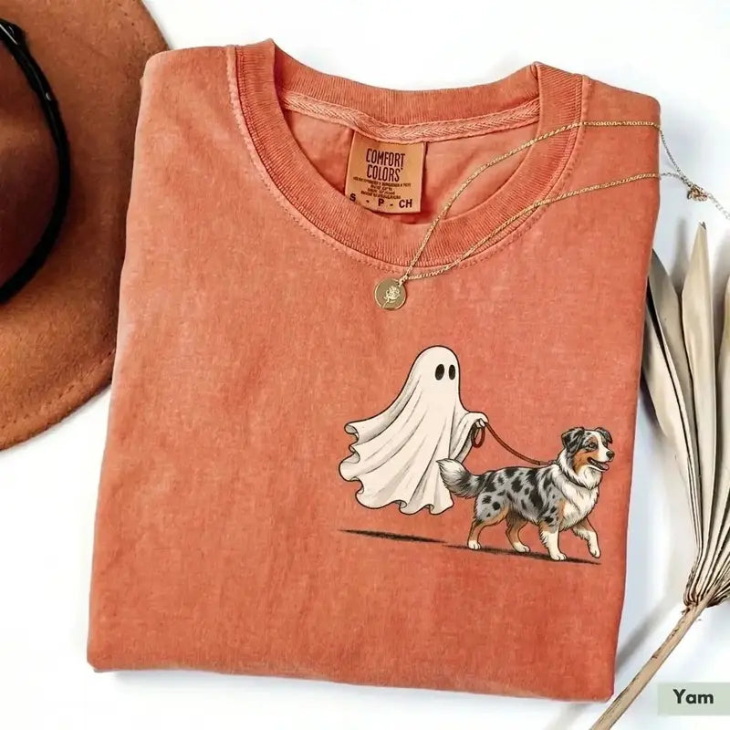 Pet Ghost Walking Dog Halloween Shirt