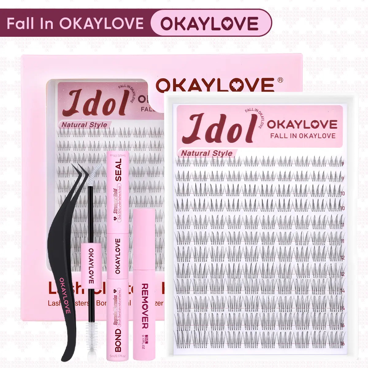 OKAYLOVE Idol Black| Brown Idol Lash Clusters Kit | D Curl Wispy Lash Extension Kit | Lightweight Look Like Real Lashes DIY Eyelash at Home for Natural Makeup Girl Gifts #backtoschool #sohochic