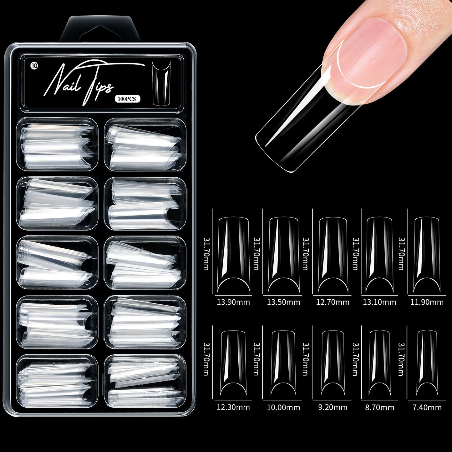 Femmekin SculptFit Nail Tips, 100PCS Pre-Etched