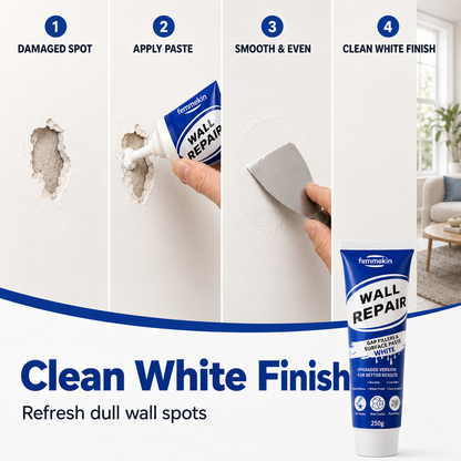 🏠🔧 Waterproof Wall Repair Paste – Fills cracks & chips fast, creates smooth white finish