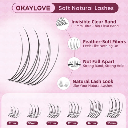 OKAYLOVE Idol Black| Brown Idol Lash Clusters Kit | D Curl Wispy Lash Extension Kit | Lightweight Look Like Real Lashes DIY Eyelash at Home for Natural Makeup Girl Gifts #backtoschool #sohochic