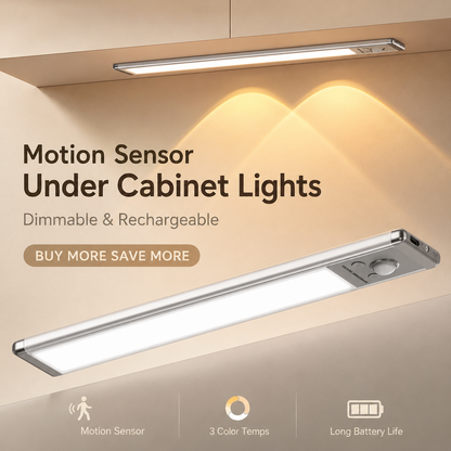 Motion Sensor Under Cabinet Lights - Dimmable & Rechargeable