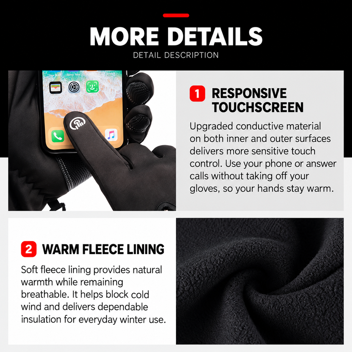 Winter Thermal Touchscreen Gloves – Water-Resistant & Touchscreen-Friendly